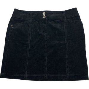 White House Black Market 6 Skirt Corduroy Black Knee Rhinestone